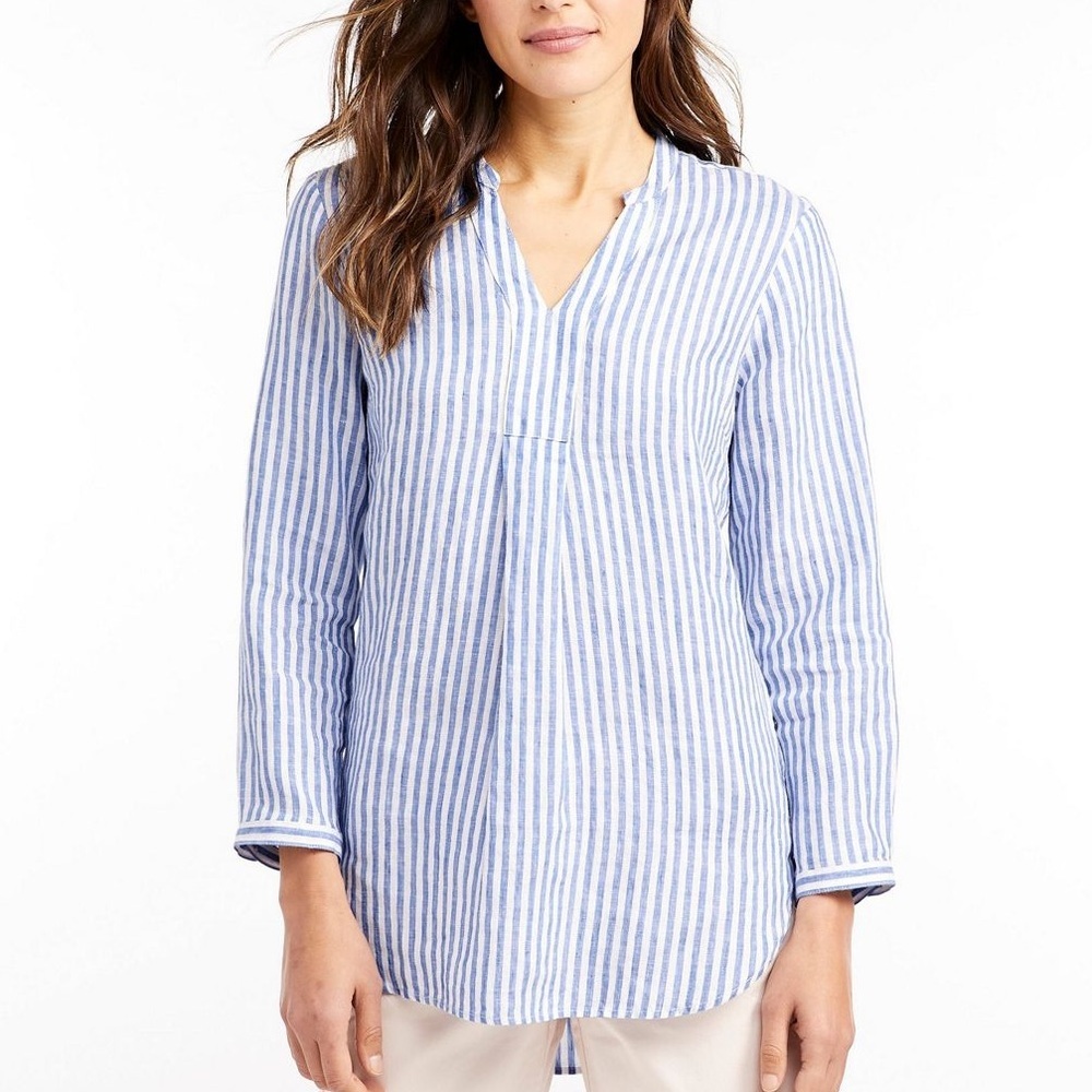 LL Bean Women's Premium Washable Linen Shirt, Splitneck Tunic Long-Sleeve Sz 3X - Picture 5 of 6